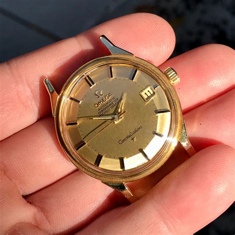 omega constellation 18k gold watch mens|vintage Omega Constellation 18k gold.